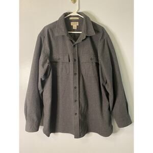 LL Bean Chamois Shirt XL Gray Cotton Long Sleeve Button Up Chest Pockets